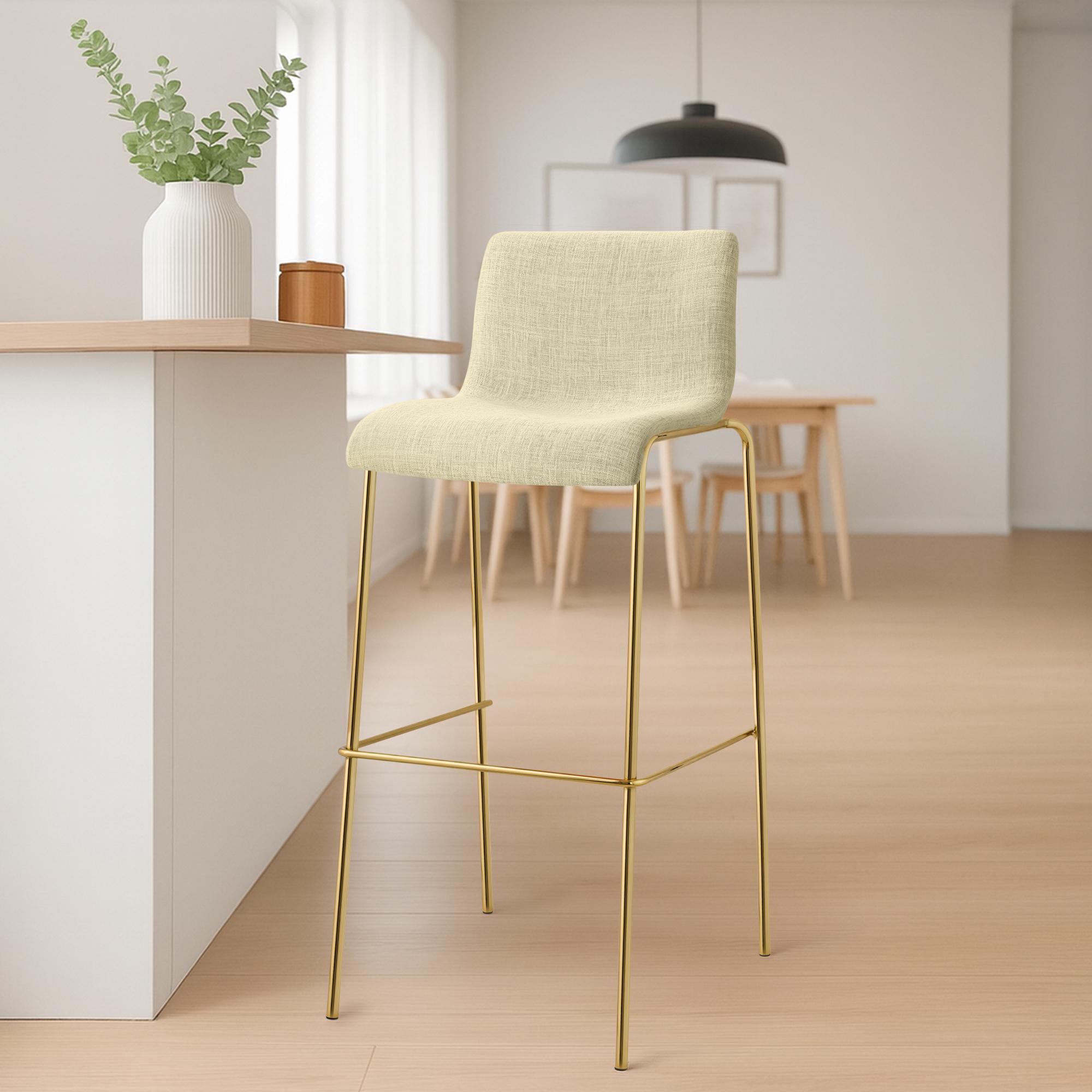 Barhocker Hover Stoff Vierfußgestell Gold