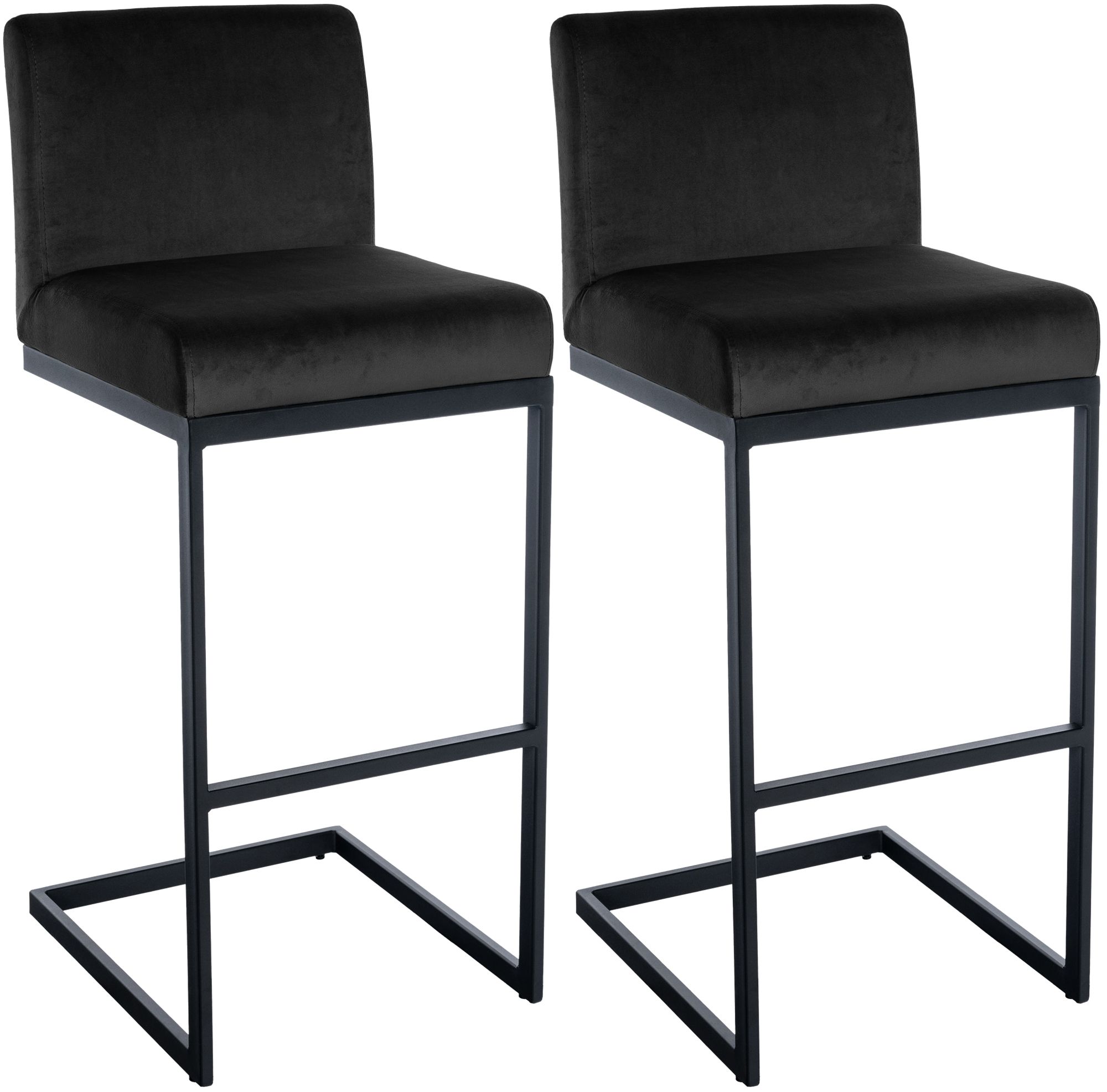 2er Set Barhocker Hopewell Samt schwarz