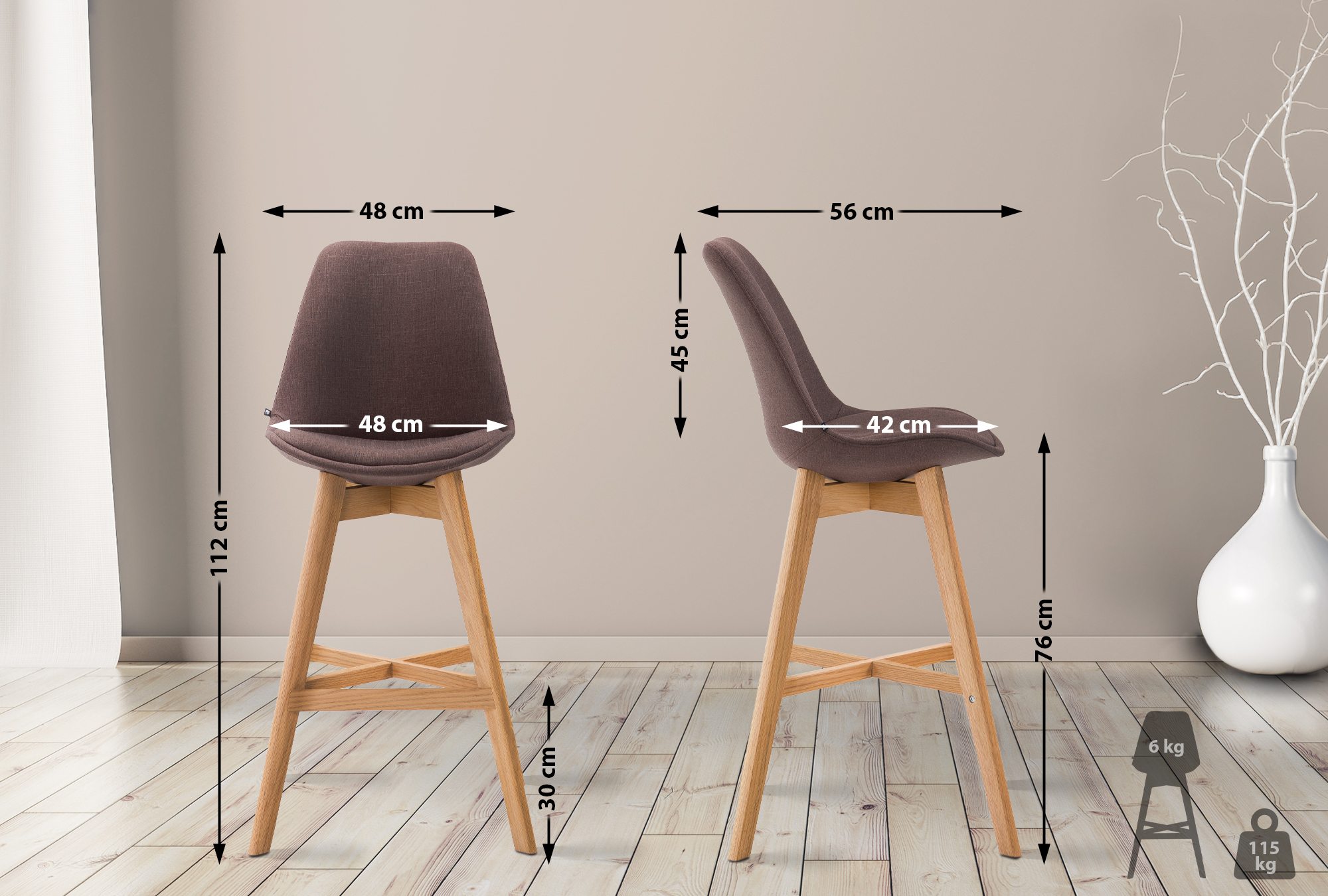 2er Set Barhocker Cannes Stoff