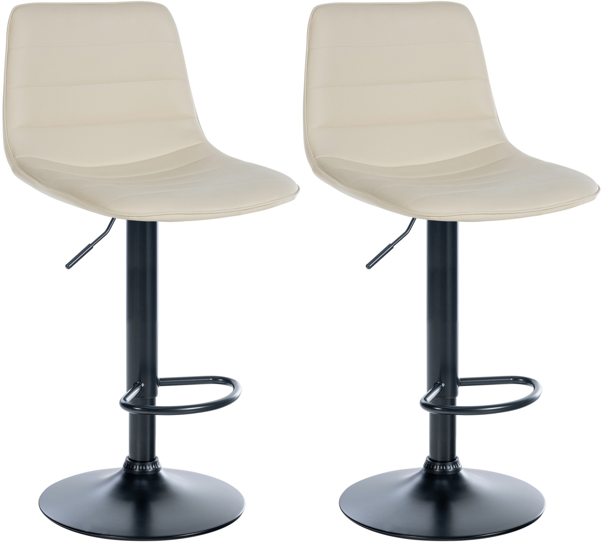 2er Set Barhocker Lex Kunstleder Metall matt schwarz creme