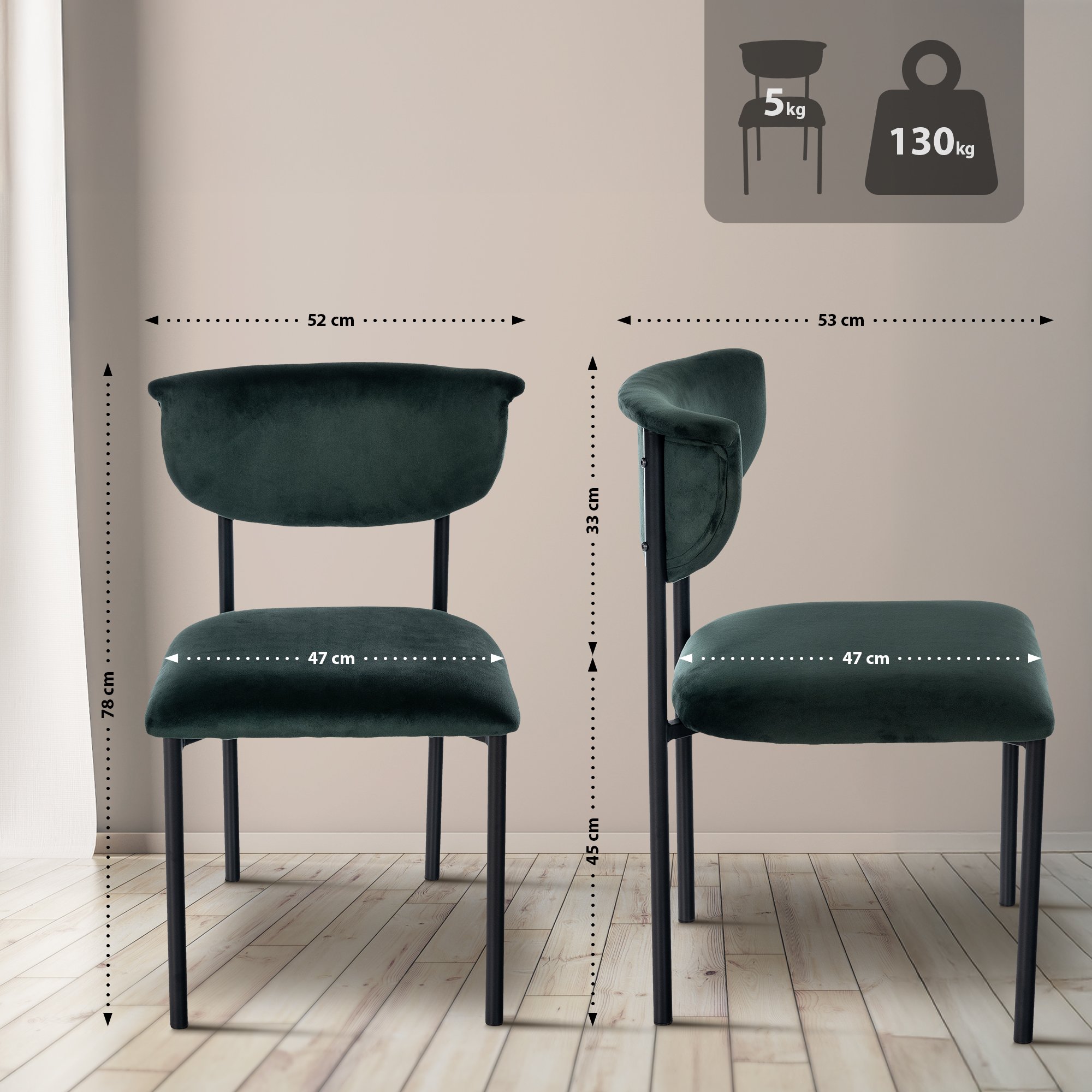 2er Set Esszimmerstuhl Gambell Samt