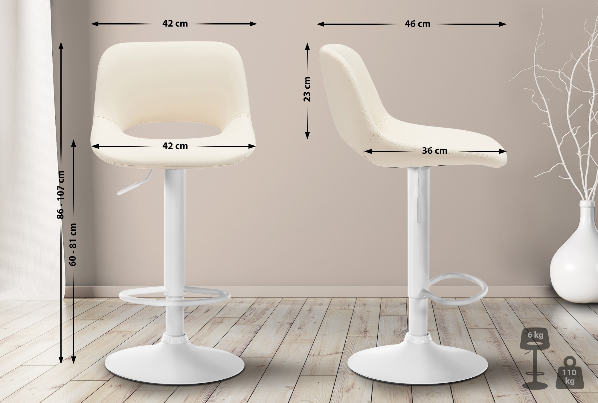2er Set Barhocker Camden Kunstleder