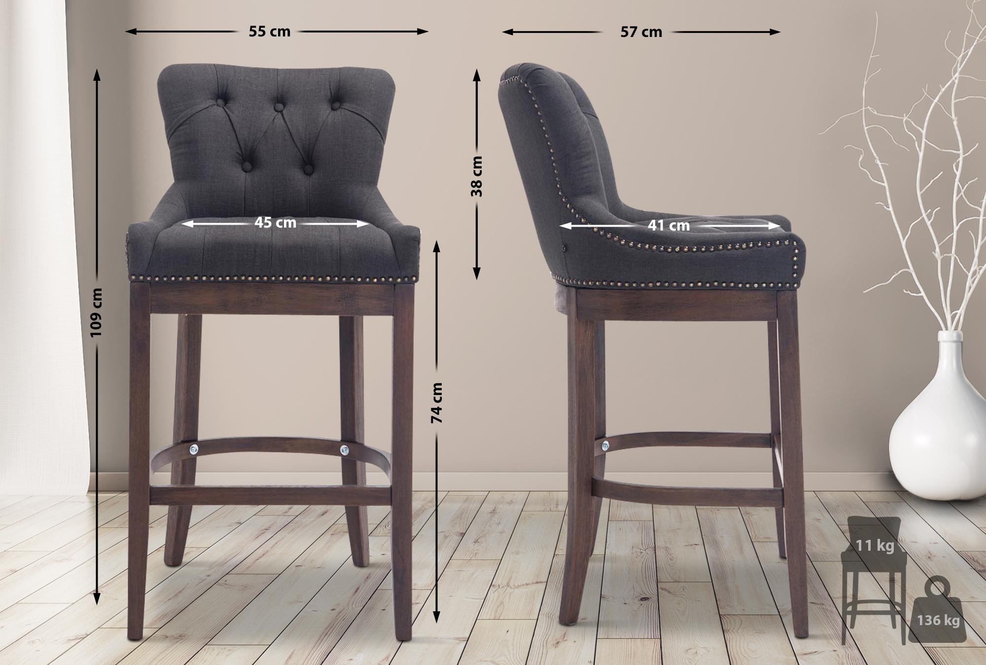 Barhocker Lakewood Stoff, Antik-dunkel