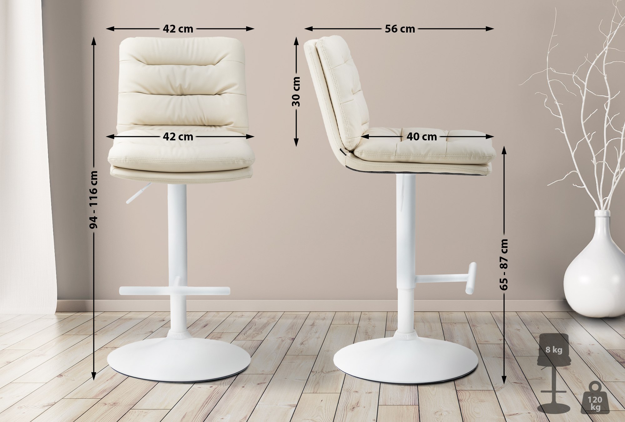 2er Set Barhocker Damar Kunstleder
