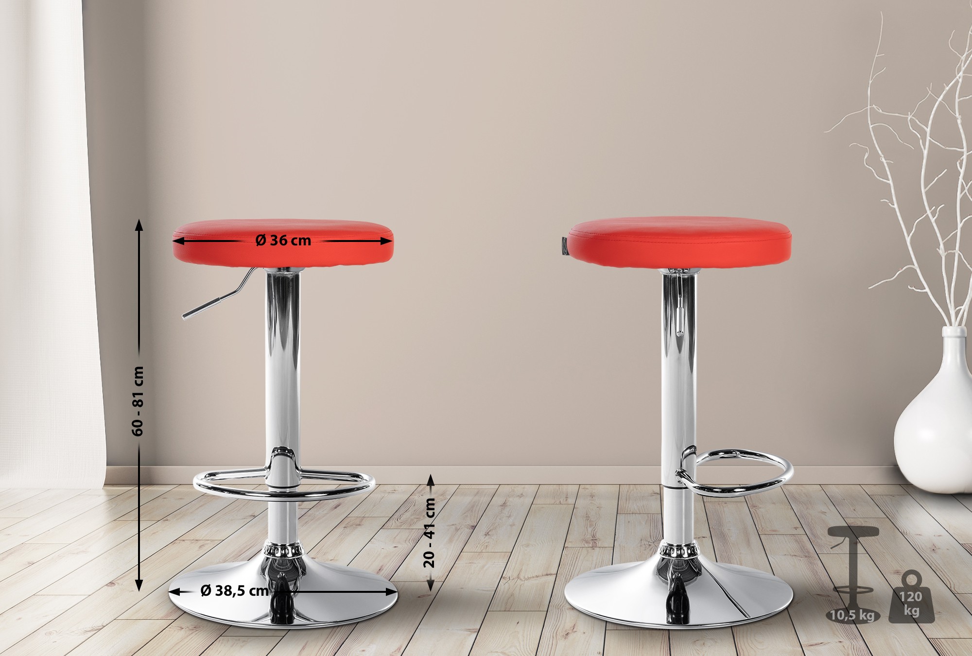 2er Set Barhocker Ponte Kunstleder