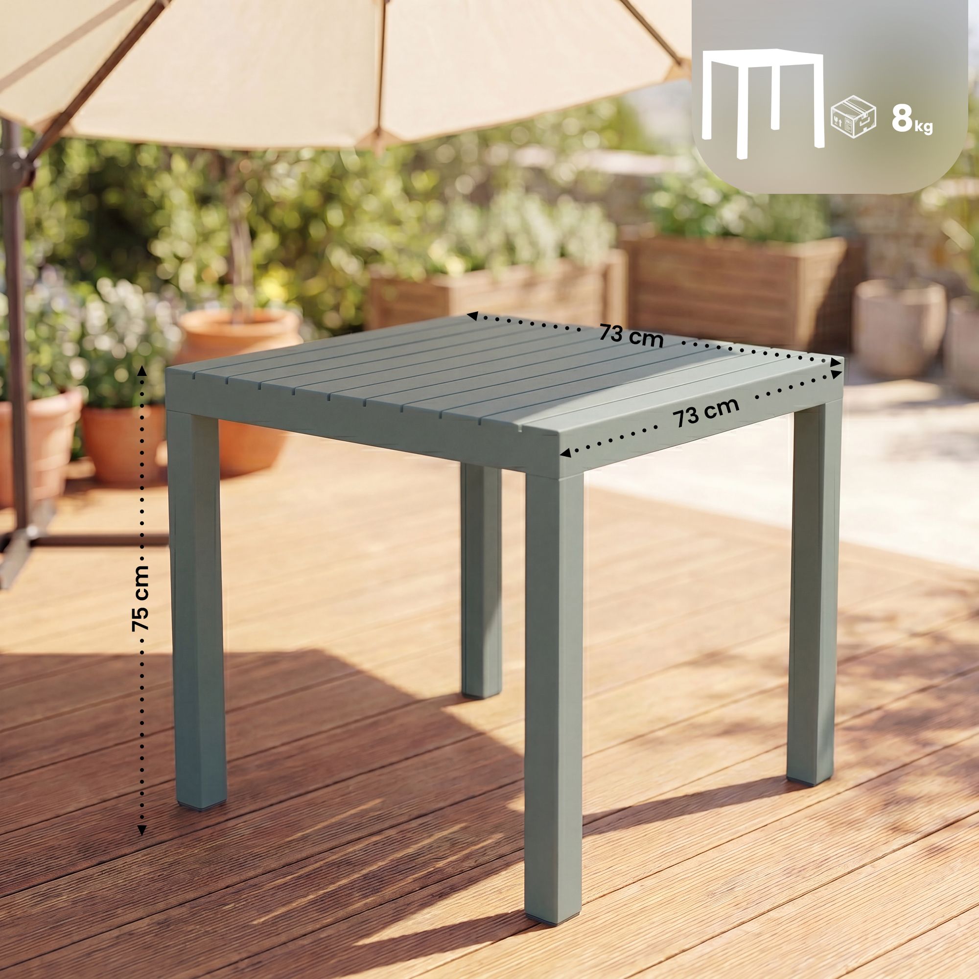 Gartentisch Kato 73 x 73 cm oliv