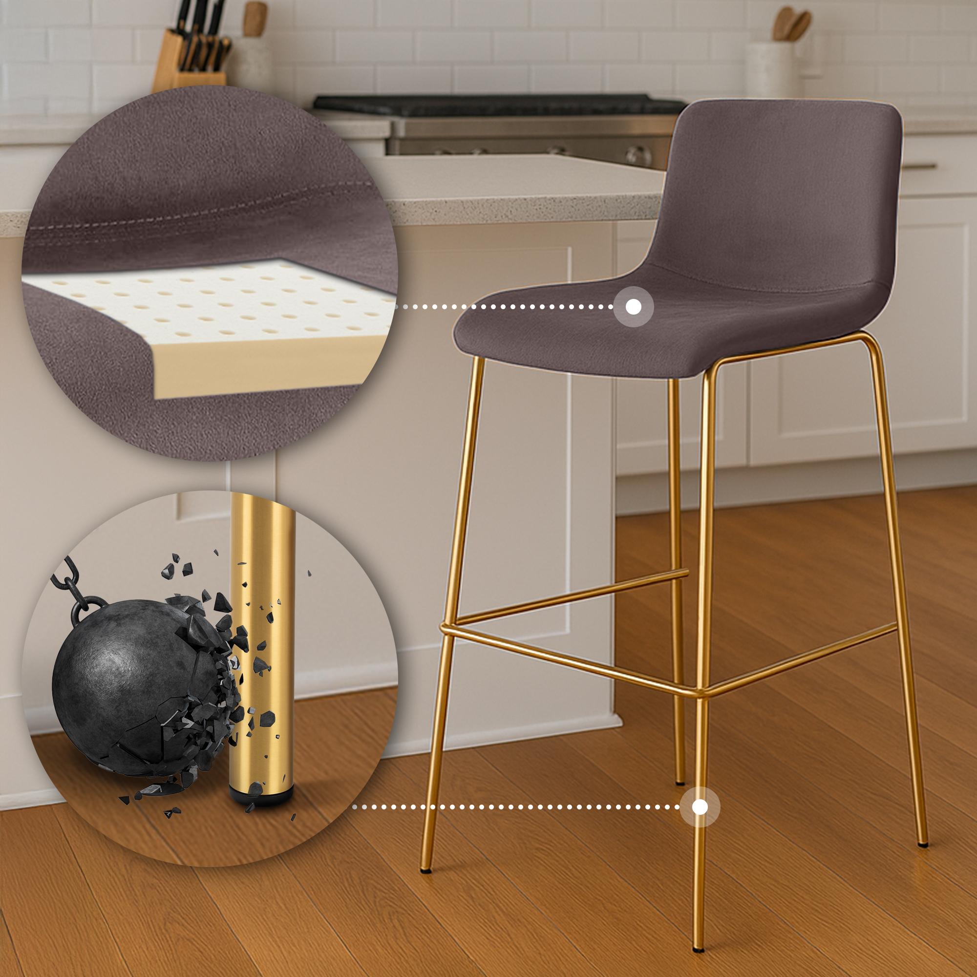 Barhocker Hoover Samt Vierfußgestell Gold