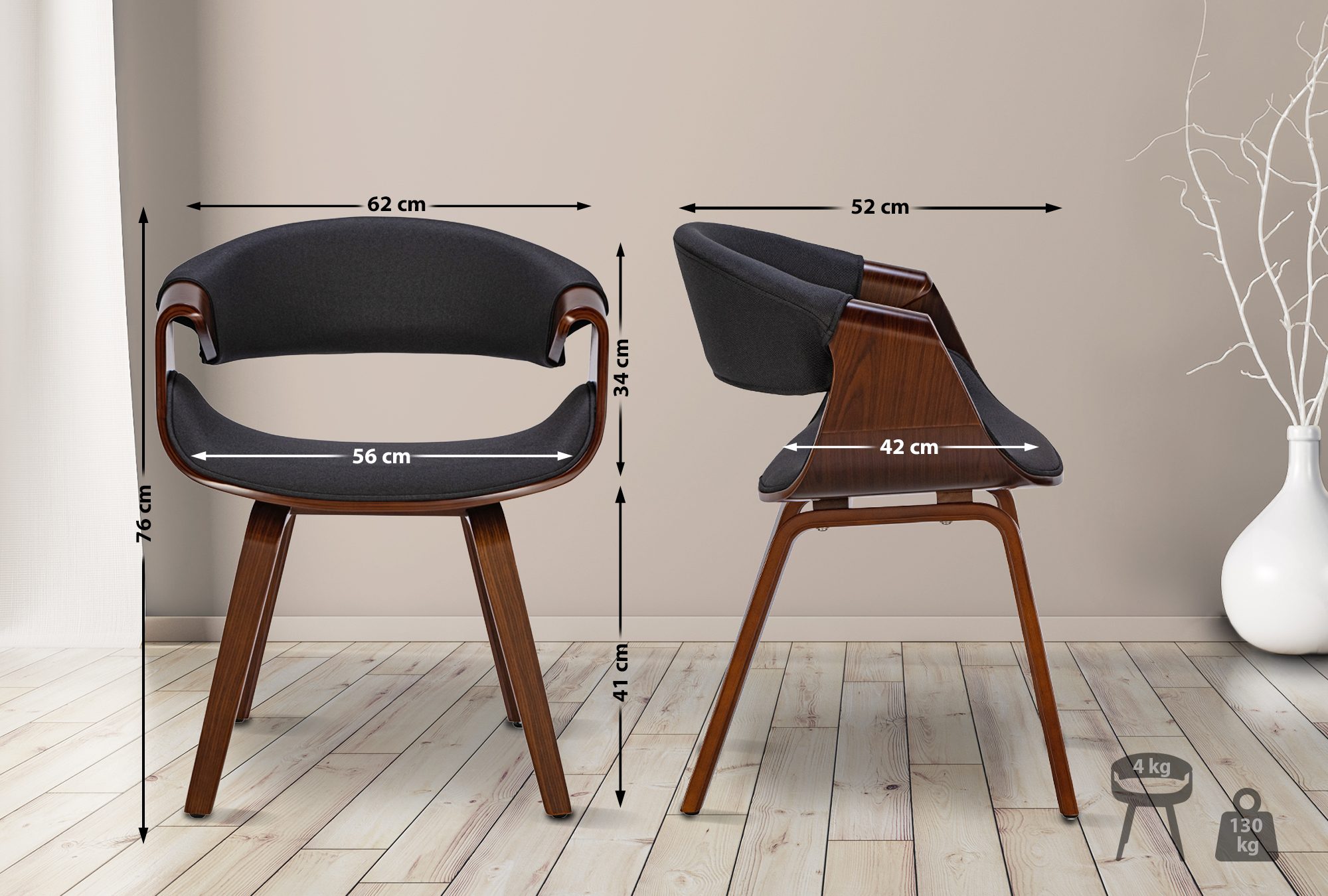 2er Set Esszimmerstuhl Foley