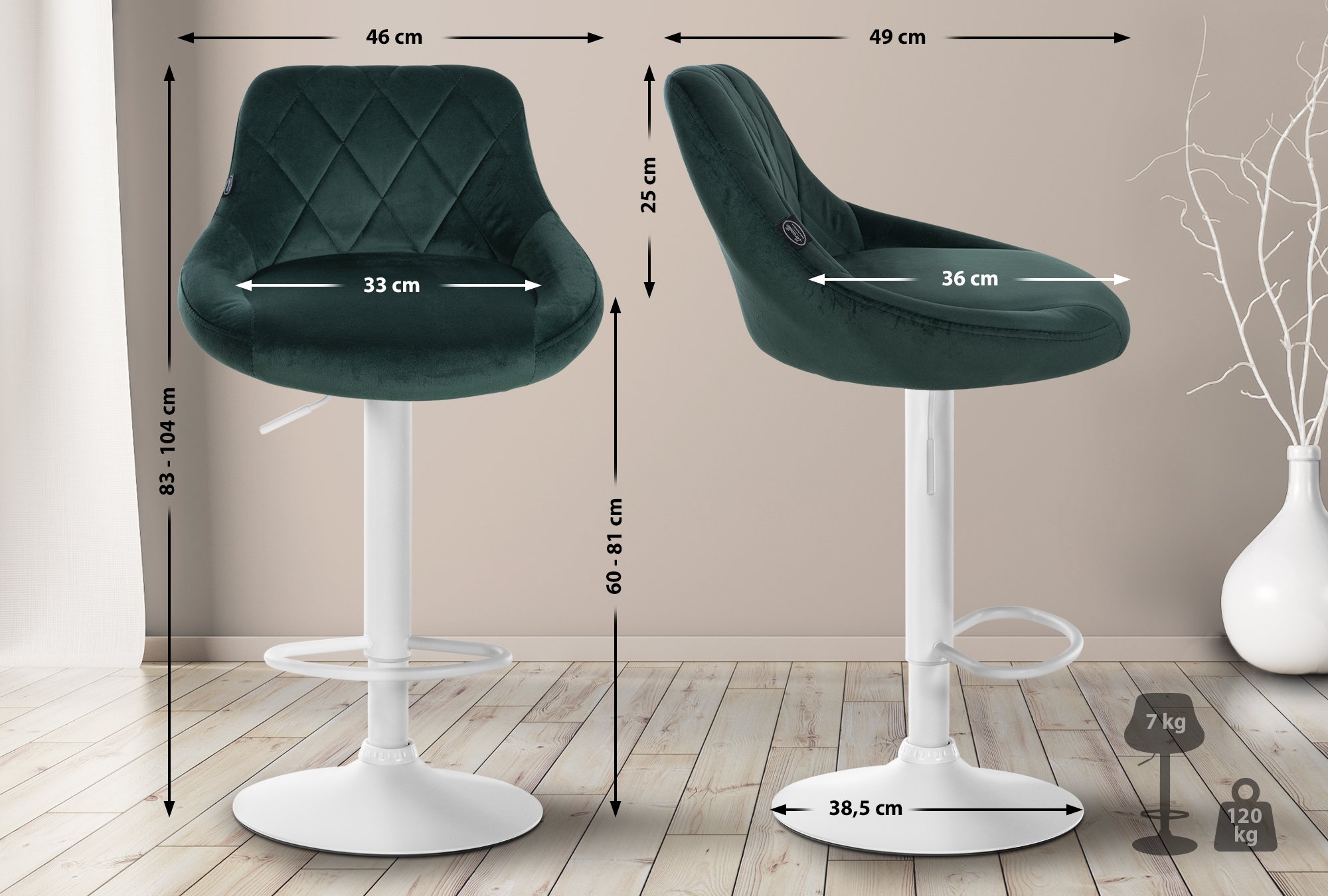 2er Set Barhocker Lazio Samt