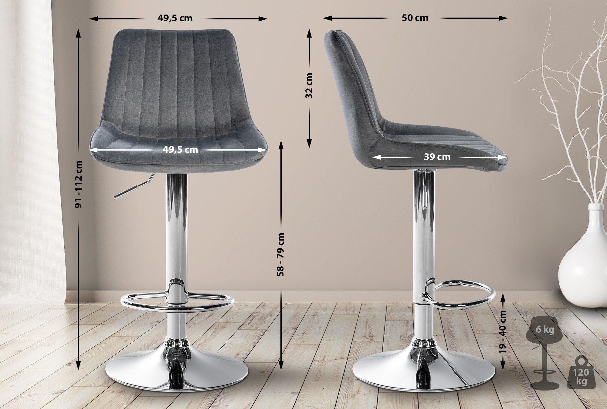Barhocker Toni Samt
