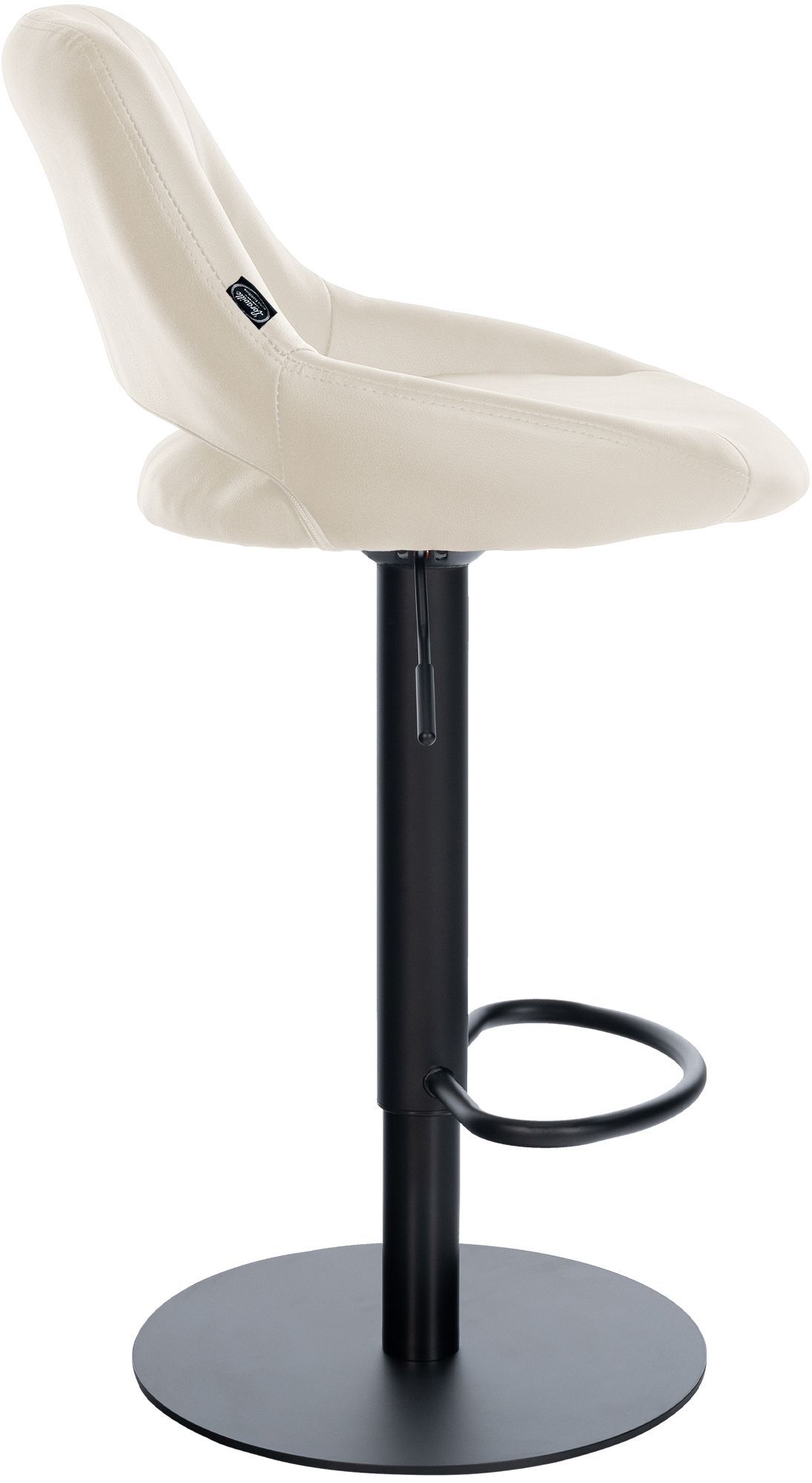 Barhocker Milet Schwarz mit extra schwerem Standfuß creme Kunstleder