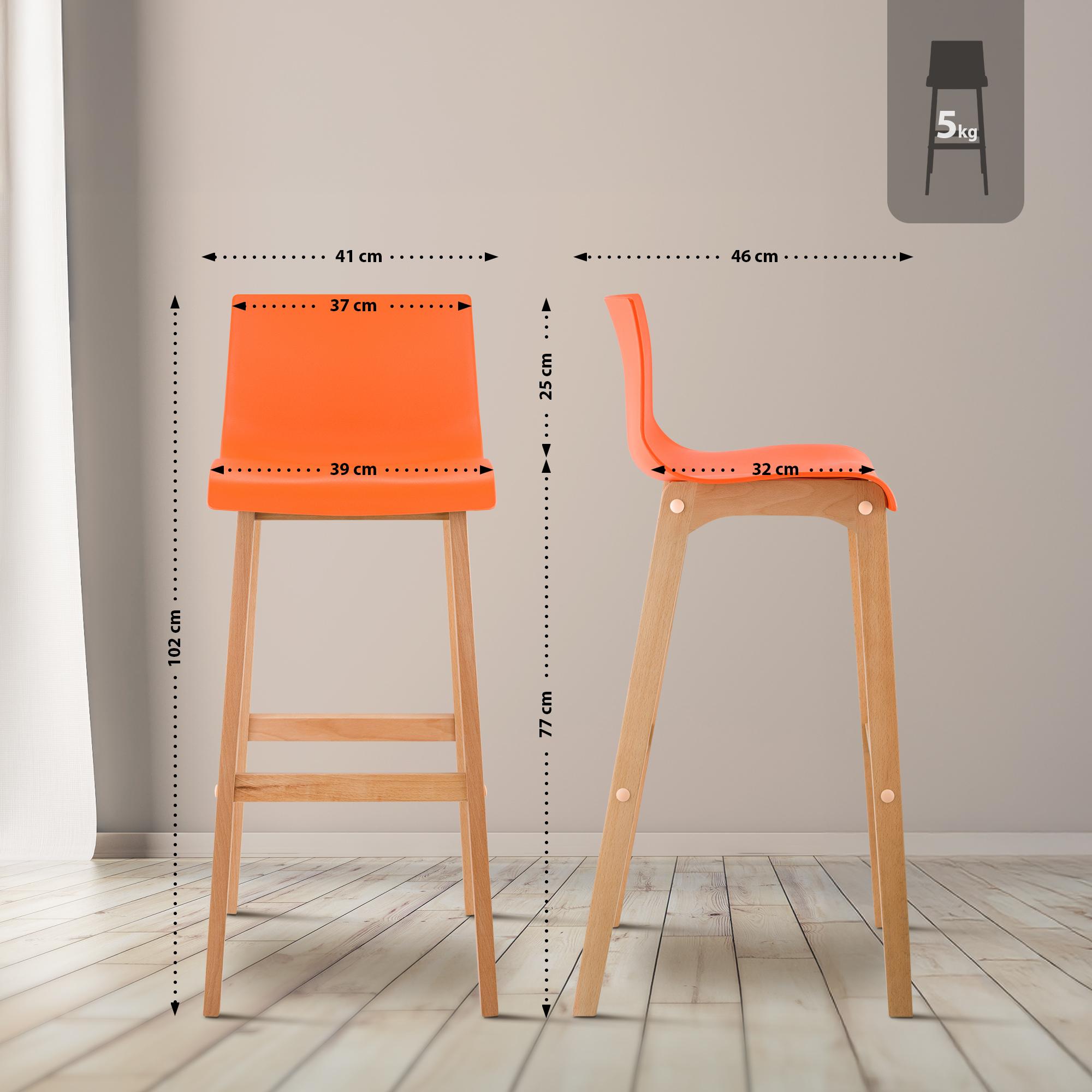 2er Set Barhocker Hover Kunststoff Vierfußgestell Natura