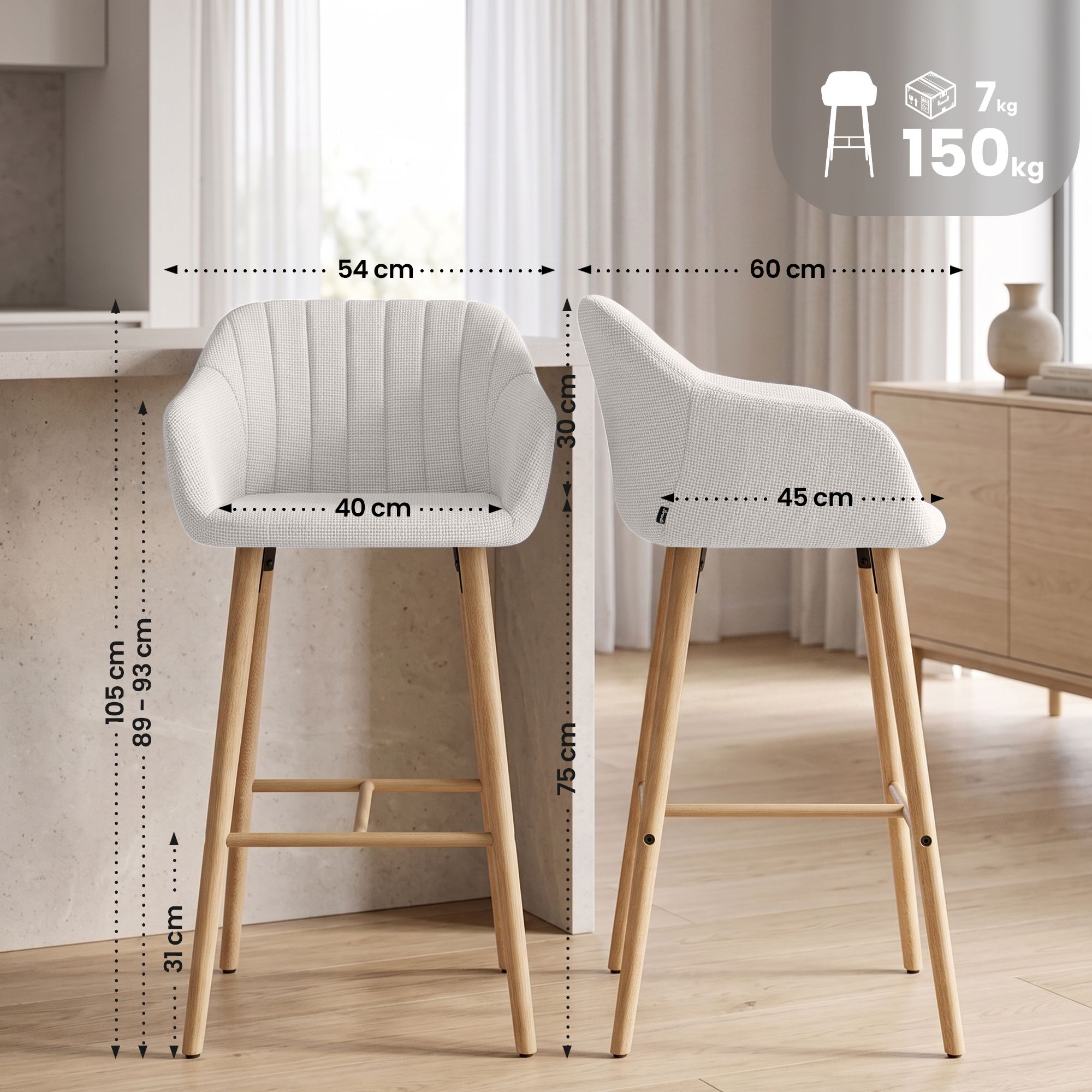 Barhocker Ando Stoff beige