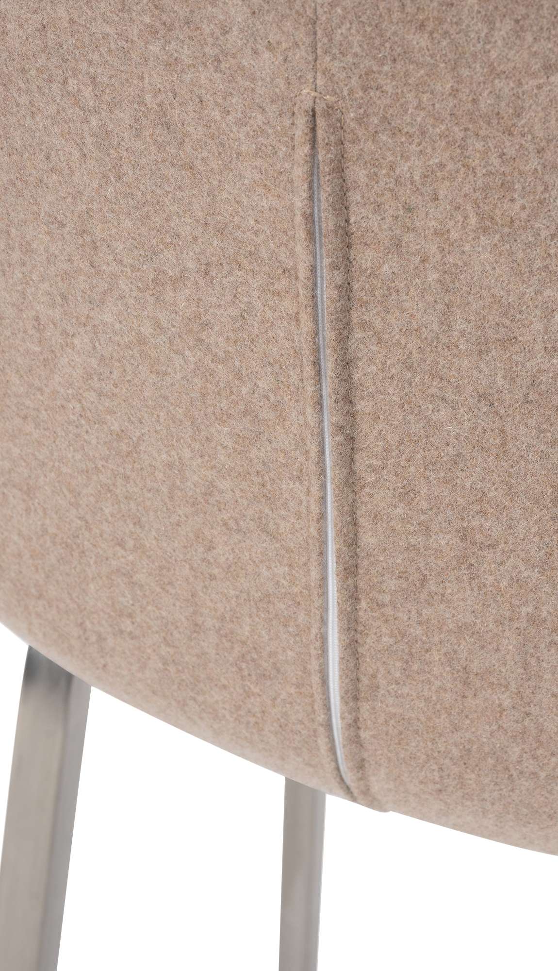 Barhocker Monea Filz mit Vierfußgestell taupe edelstahl